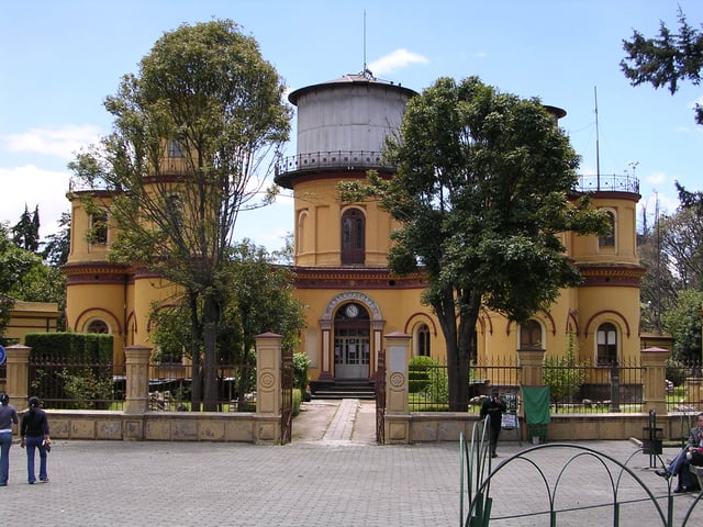 19th-century Quito Astronomical Observatory is located 12 minutes south of the Equator in Quito, Ecuador.