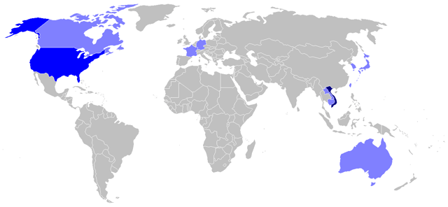 Global distribution of speakers