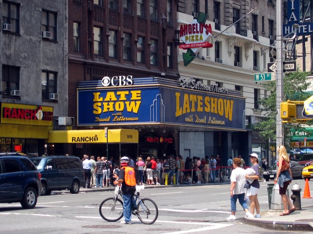 CBS's Ed Sullivan Theater in Manhattan, former home of the Late Show with David Letterman. Now houses The Late Show with Stephen Colbert