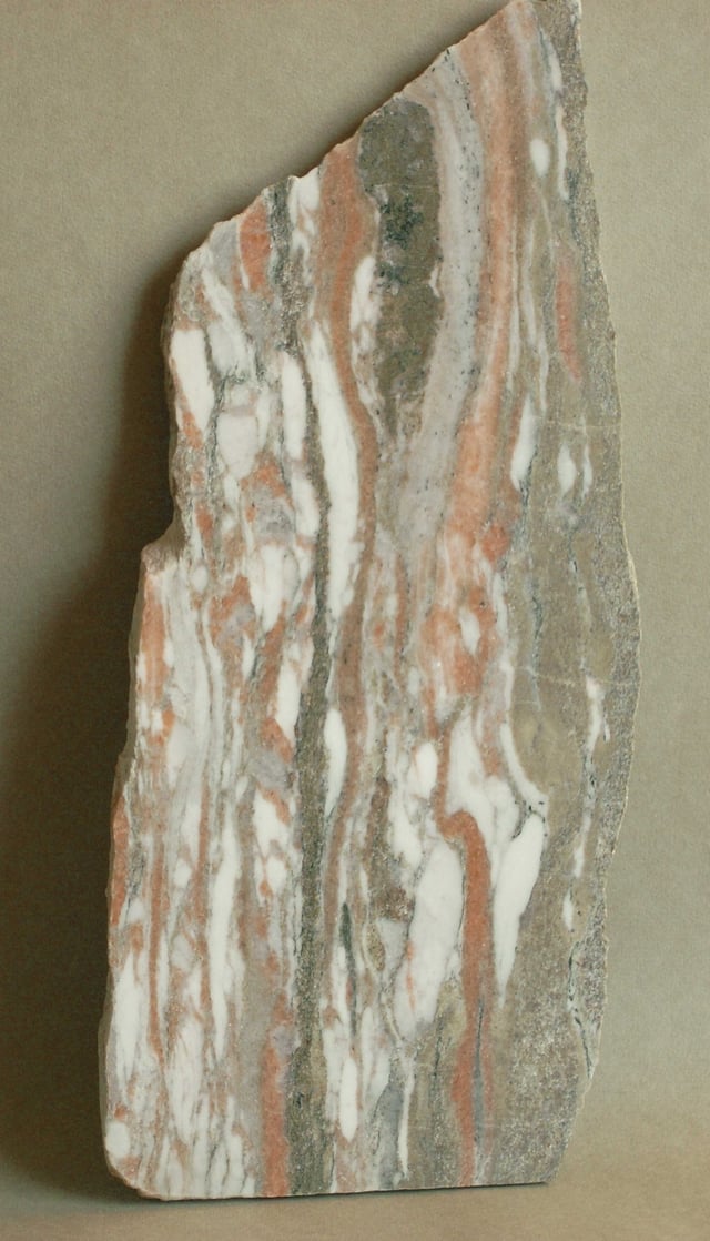 Fauske marble, known as Norwegian Rose; can also be green-white ([1]   ).