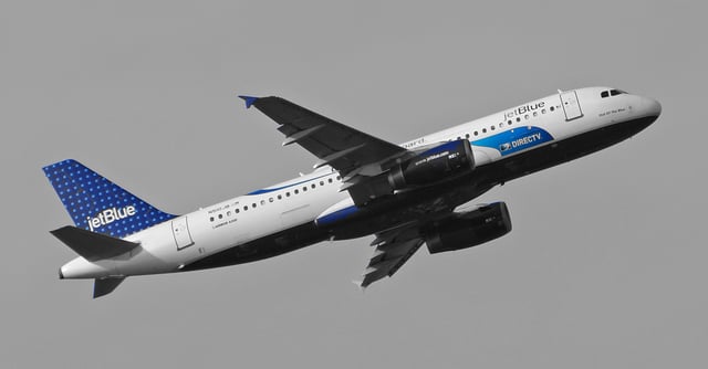 JetBlue promotes DirecTV on board Airbus A320 N510JB "Out of the Blue"
