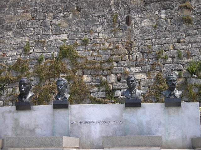 Tomb of the People's Heroes at Belgrade fortress contains graves of Ivo Lola Ribar, Ivan Milutinović, Đuro Đaković and Moše Pijade.