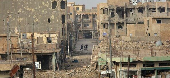 A city street in Ramadi heavily damaged by the fighting in 2006