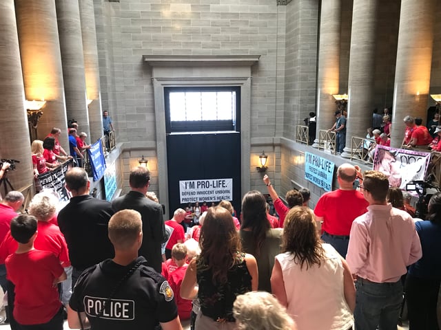 Nearly a thousand supporters of the pro-life movement attend Governor Greitens' rally during the pro-life special session in June 2017.