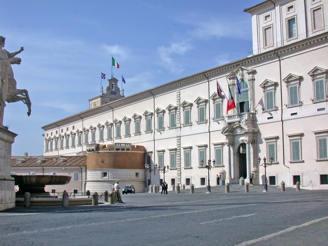 The Quirinal Palace, papal residence and home to the civil offices of the Papal States from the Renaissance until their annexation