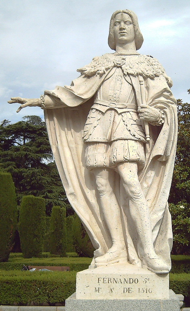 Statue of Ferdinand in the Sabatini Gardens in Madrid