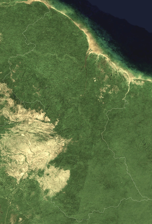 Satellite image of Guyana from 2004