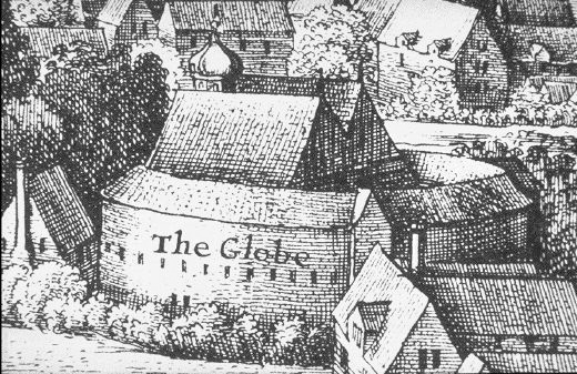 The second Globe theatre, built 1614.