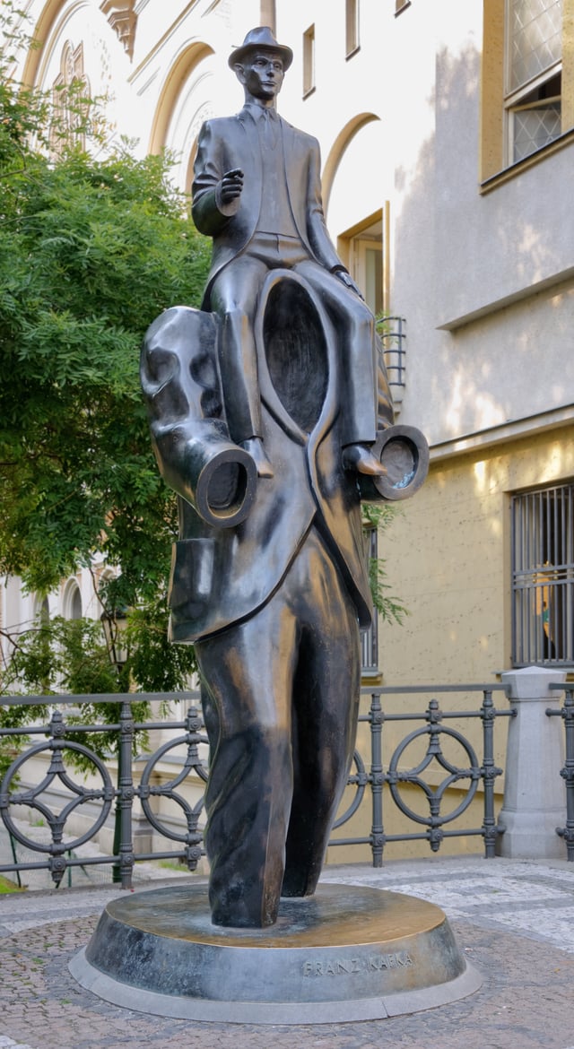 Jaroslav Róna's bronze Statue of Franz Kafka in Prague