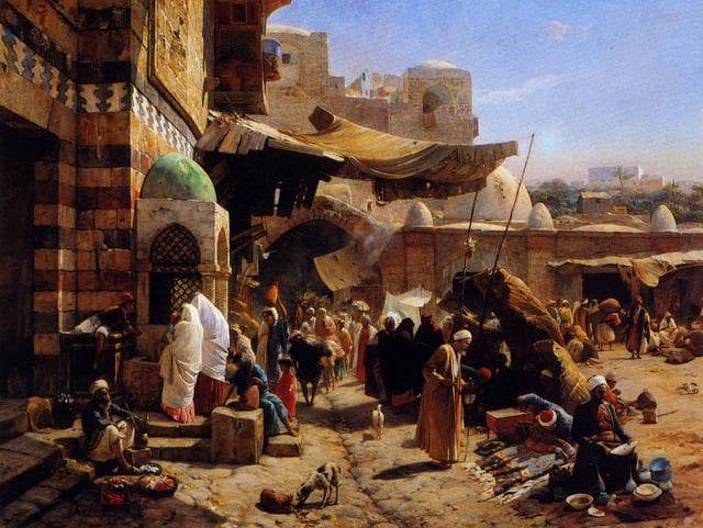 Palestinian market at Jaffa, 1877 painting