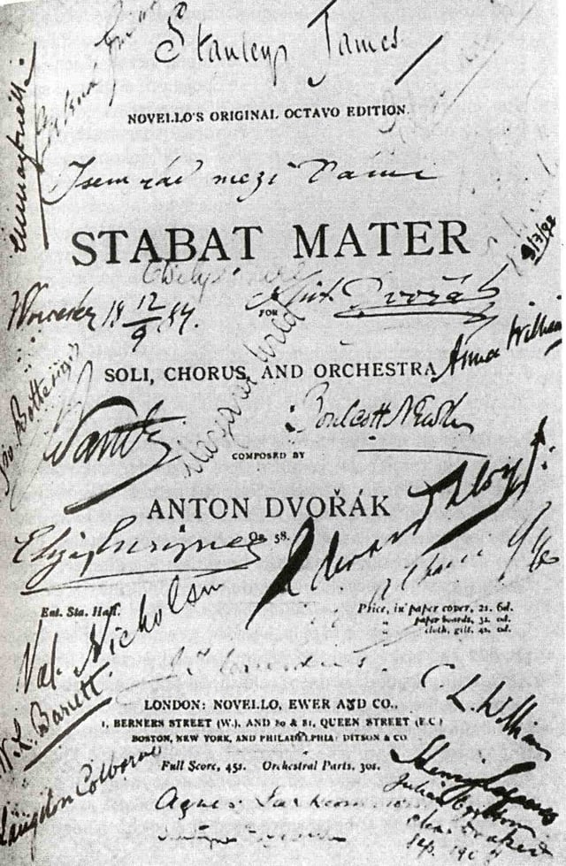 The title page of the score of Stabat Mater