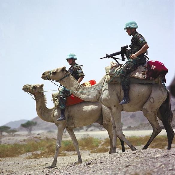 United Nations soldiers, part of the United Nations Mission in Ethiopia and Eritrea, monitoring Eritrea–Ethiopia boundary (2005).