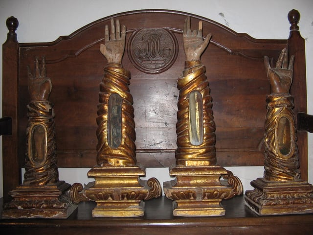 Reliquaries in the Church of San Pedro, in Ayerbe, Spain