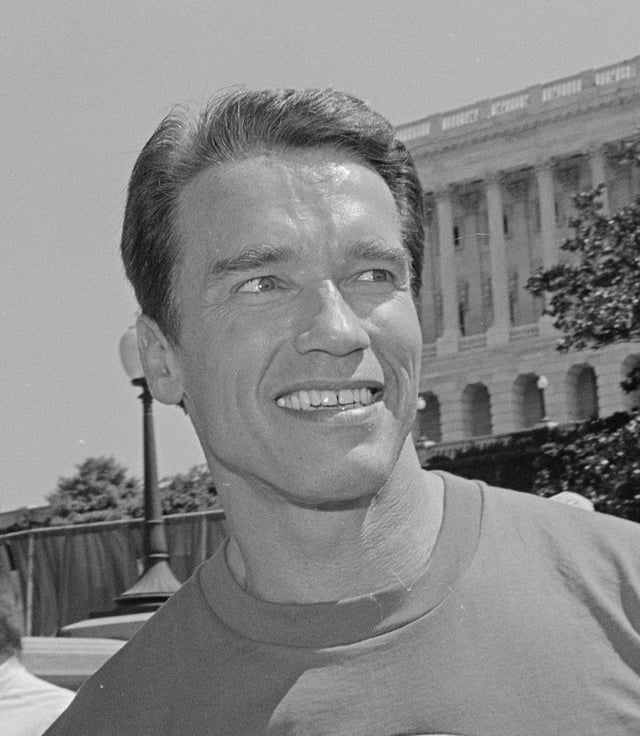 Arnold Schwarzenegger on Capitol Hill in 1991 for an event related to the President's Council on Physical Fitness and Sports