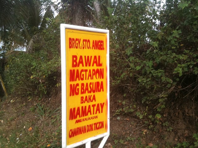 No dumping sign along the highway in the Laguna province, Philippines.