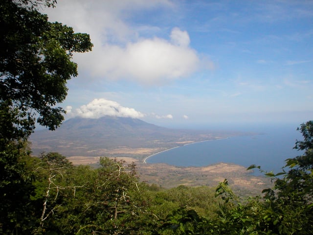 Nicaragua is known as the land of lakes and volcanoes; pictured is Concepción volcano, as seen from Maderas volcano.