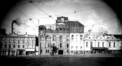 Tram lines from Eddy Avenue running into Elizabeth Street in the early 1940s