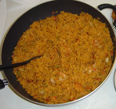 Jollof rice or Benachin, one of many Pan–West African dishes found only in West Africa