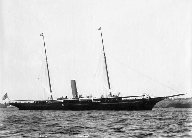 J. P. Morgan's yacht Corsair II, later bought by the U.S. Government and renamed the USS Gloucester to serve in the Spanish–American War. Photograph by J. S. Johnston
