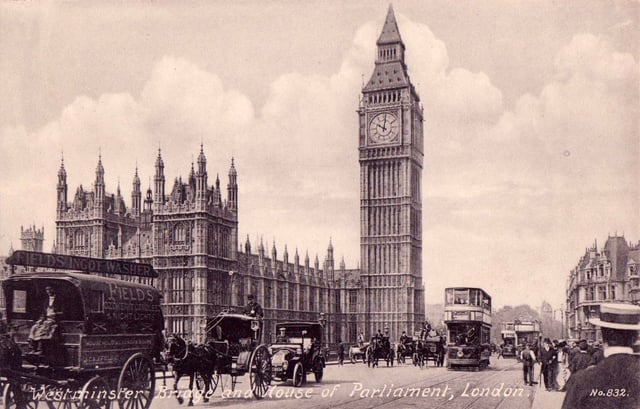 Westminster Bridge and Houses of Parliament, c. 1910