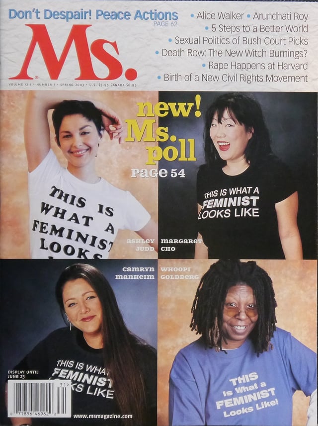 Judd (upper left) on the cover of Ms. magazine's "This is what a feminist looks like" 2003 issue