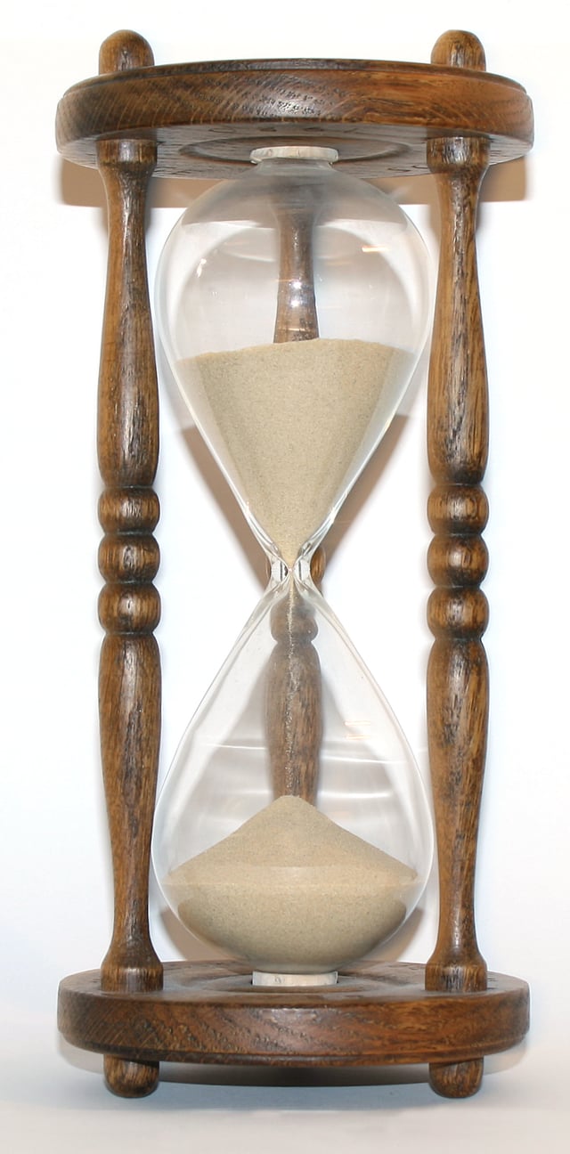 The flow of sand in an hourglass can be used to keep track of elapsed time.