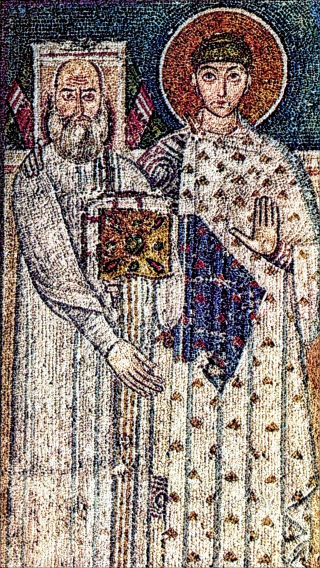 Mosaic of Saint Demetrius of Thessaloniki in the Church of Saint Demetrius in Thessaloniki.