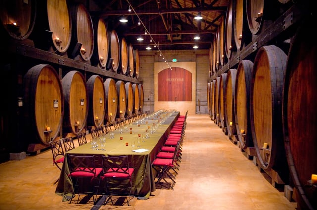 Barrel room at Merryvale Winery in the valley