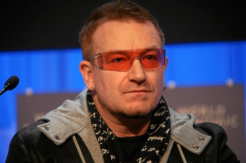 Bono at the World Economic Forum meeting in Davos, 2008.