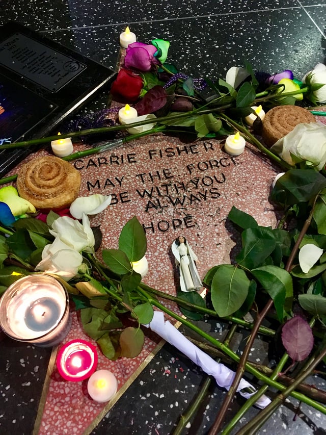 Fisher's fan-made star on the Hollywood Walk of Fame
