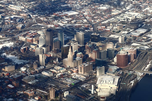 Downtown Hartford from the air