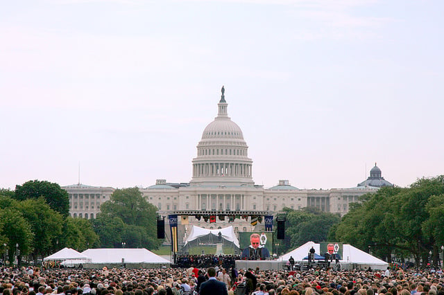 GW's graduation ceremony, commencement, occurs on the National Mall in front of the Capitol.