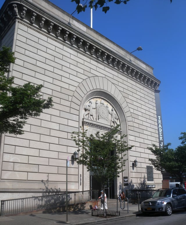 Trader Joe's is known for its unusual store locations – this Trader Joe's store in Cobble Hill, Brooklyn, New York, is in a converted bank building.