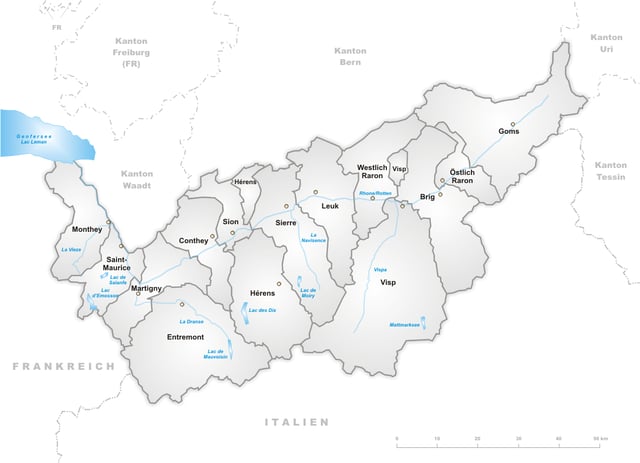 Districts in Valais