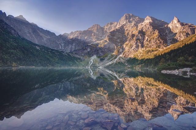 Tatra Mountains in southern Poland average 2,000 metres (6,600 ft) in elevation.