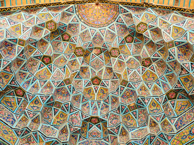 Vault ceiling of the Nasir al-Mulk Mosque in Shiraz, Iran