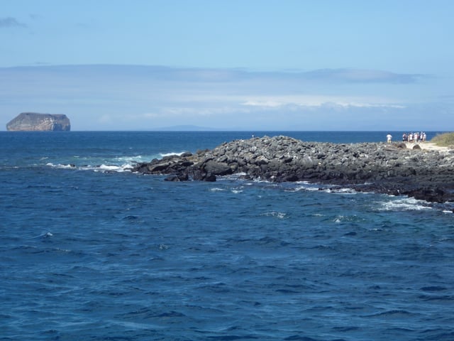 North Seymour Island in the Galápagos; Daphne Island is in the distance.