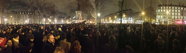 Anti-terrorism demonstration on the Place de la République after the Charlie Hebdo shooting, 11 January 2015