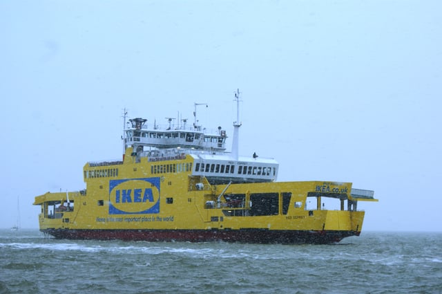 The Isle of Wight ferry Red Osprey in her IKEA livery.