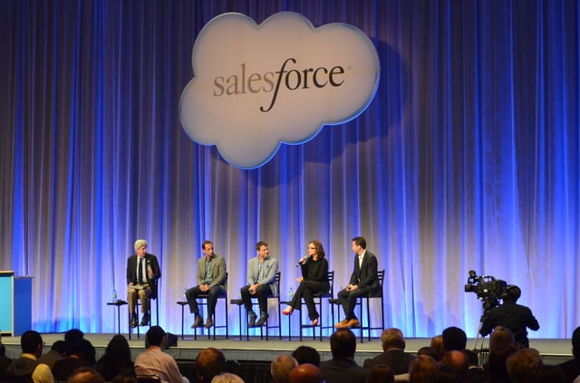 A discussion panel at Salesforce's Customer Company Tour event that focused on customer relationship management