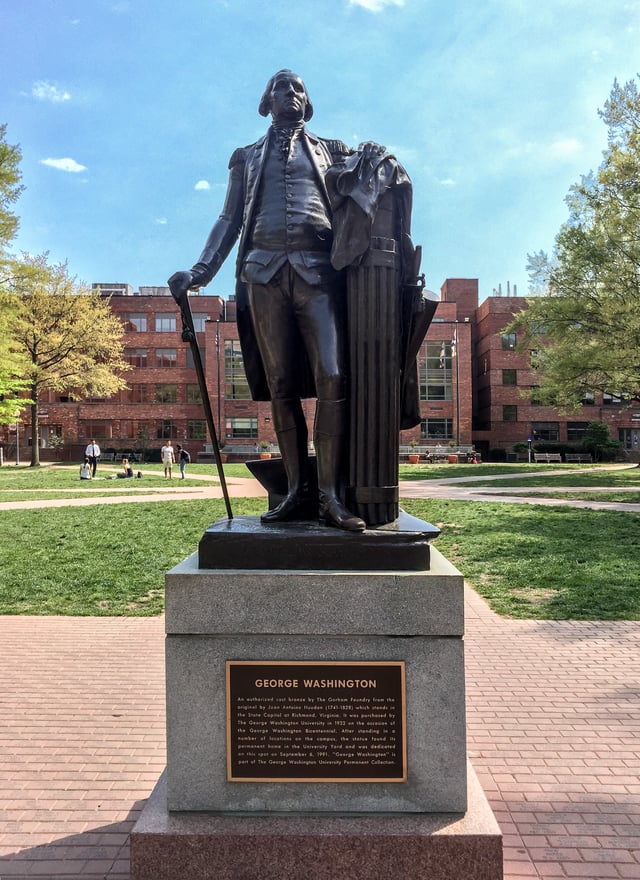 Jean-Antoine Houdon's George Washington, in University Yard.