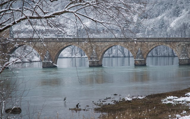 Mehmed Paša Sokolović Bridge, a UNESCO World Heritage Site, over the river Drina