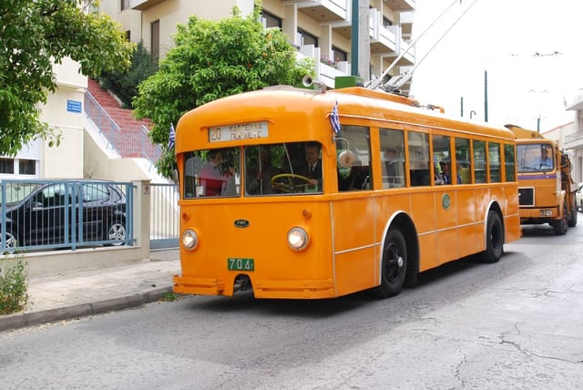 Preserved vintage trolleybus of Piraeus-Kastella line.