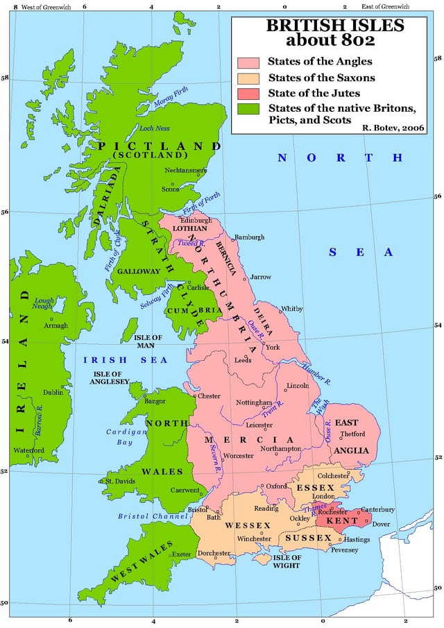 Map of Britain in 802