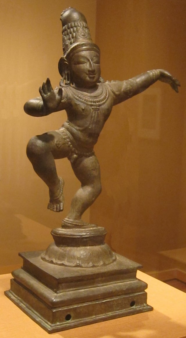 Bala Krishna dancing, 14th century CE Chola sculpture, Tamil Nadu, in the Honolulu Academy of Arts