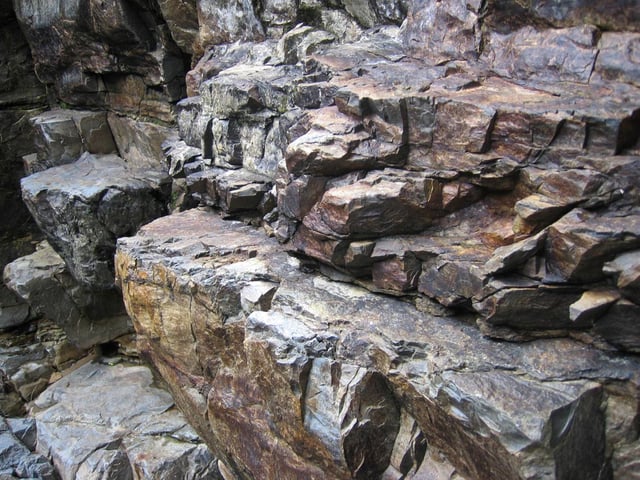 Rock outcrop along a mountain creek near Orosí, Costa Rica.