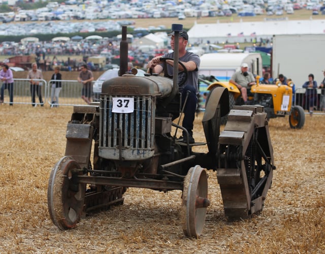 A Fordson E27N fitted with rotopad tracks