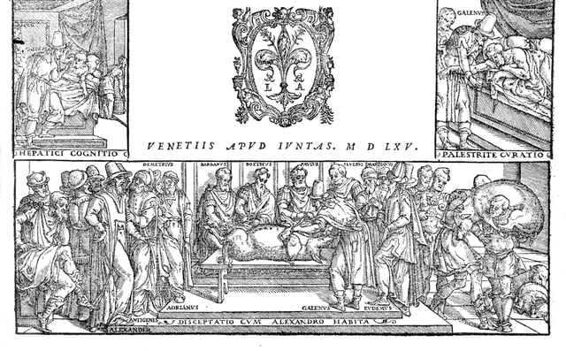 Galen's Opera omnia, dissection of a pig. Venice, 1565