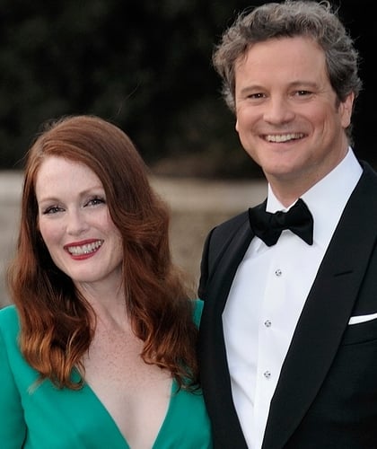 Moore at the 66th Venice Film Festival, 2009, with A Single Man co-star Colin Firth