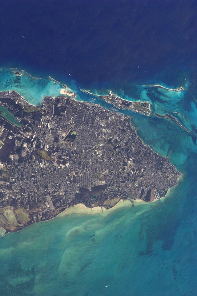 Satellite view of Nassau and Paradise Island